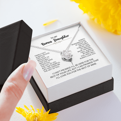 To My Bonus Daughter Necklace – Meaningful Gift from Mom or Dad | Stepdaughter Heart Necklace with Message Card | Family Love Jewelry Gift