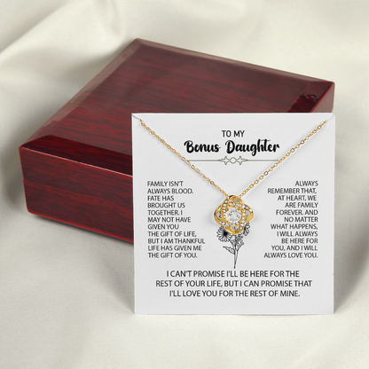 To My Bonus Daughter Necklace – Meaningful Gift from Mom or Dad | Stepdaughter Heart Necklace with Message Card | Family Love Jewelry Gift