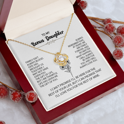 To My Bonus Daughter Necklace – Meaningful Gift from Mom or Dad | Stepdaughter Heart Necklace with Message Card | Family Love Jewelry Gift