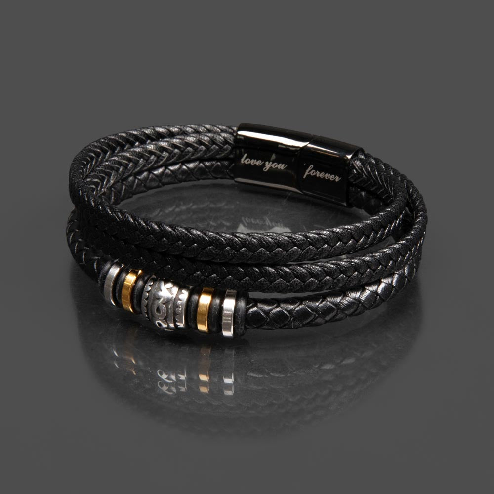 To My Son Bracelet From Mom Dad, Love You Forever Braided Vegan Leather Mens Bracelet | Birthday, Valentines, Graduation Gifts From Parents