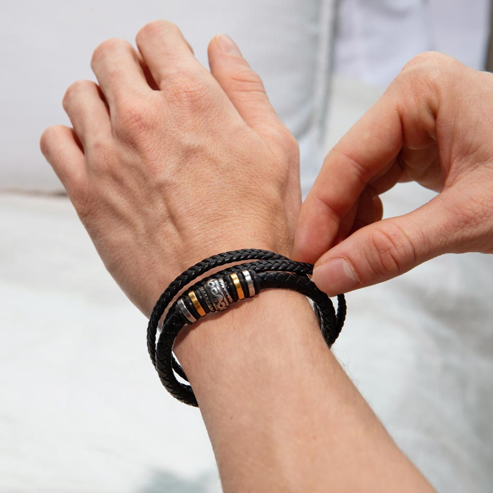 To My Son Bracelet From Mom Dad, Love You Forever Braided Vegan Leather Mens Bracelet | Birthday, Valentines, Graduation Gifts From Parents