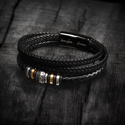 To My Son Bracelet From Mom Dad, Love You Forever Braided Vegan Leather Mens Bracelet | Birthday, Valentines, Graduation Gifts From Parents