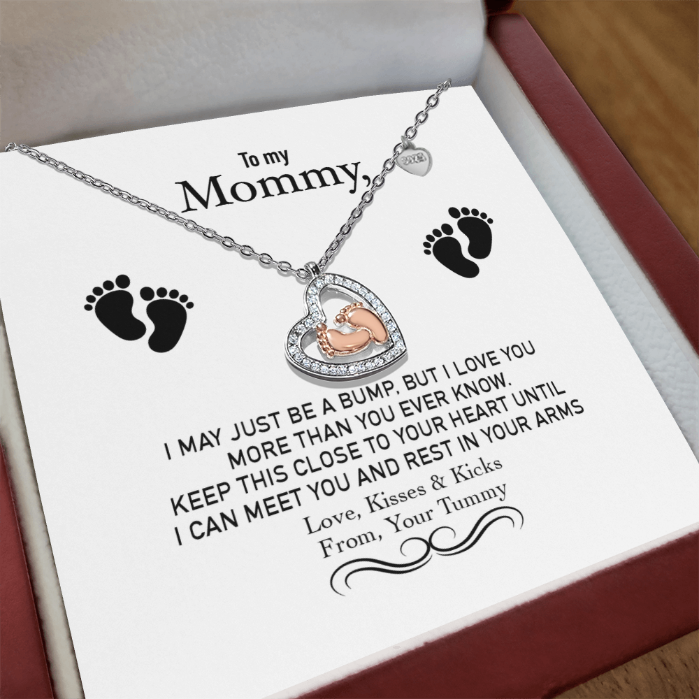To My Mommy Necklace - Perfect Gift for New Moms, Moms-to-Be, and Baby Showers | To My Mommy Baby Feet Heart Necklace
